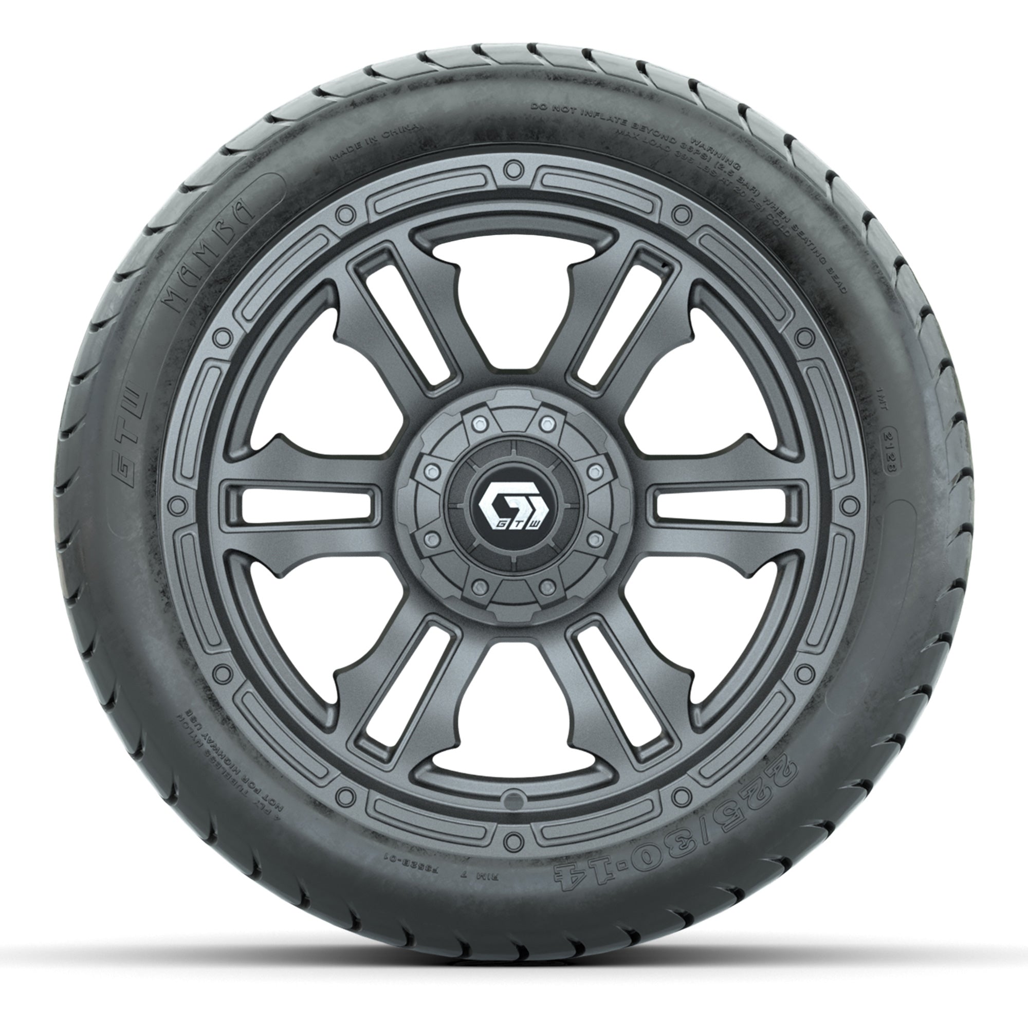 GTW Shogun Gunmetal 14 in Wheels with 225/30-14 Mamba Street - 3/4 view