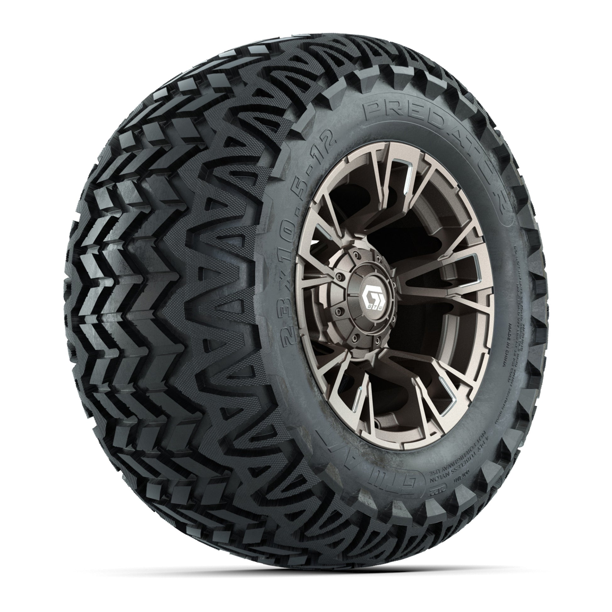 GTW® Vandal Bronze/Machined 12 in Wheels with 23X10.5-12 Predator All-Terrain Tires – Full Set