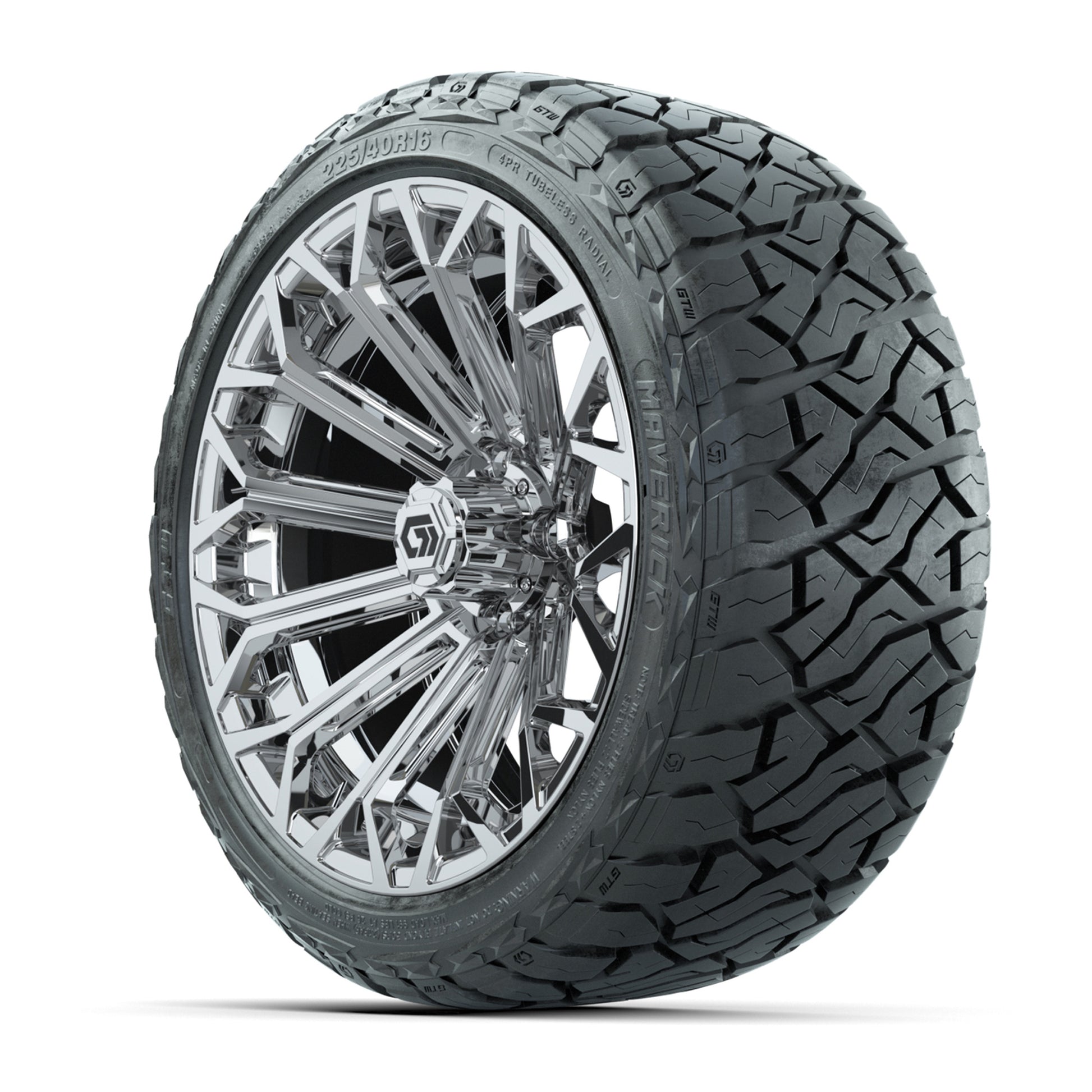 GTW Phantom Chrome 16 in Wheels with 225/40-R16 Maverick Hybrid Tires – Full Set