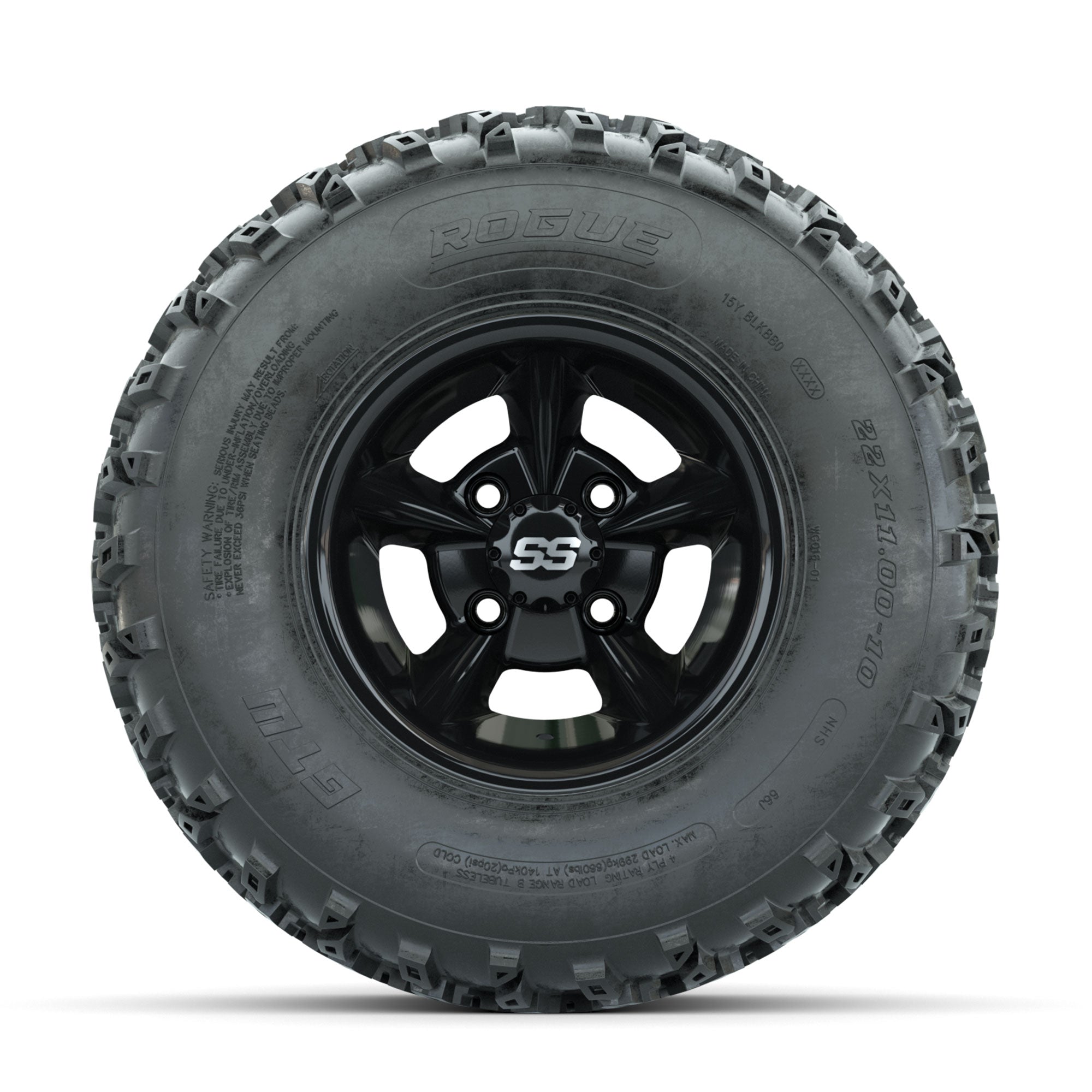 GTW Godfather Black 10 in Wheels with 22x11.00-10 Rogue All Terrain Tires – Full Set