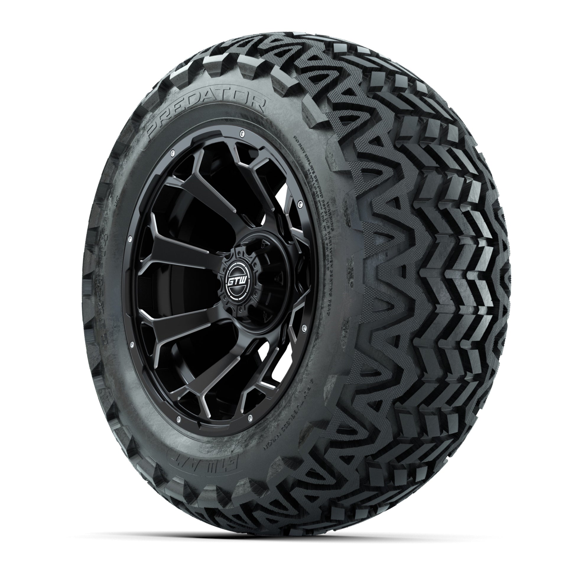 Set of (4) 14 in GTW Raven Wheels with 23x10-14 GTW Predator - 3/4 view