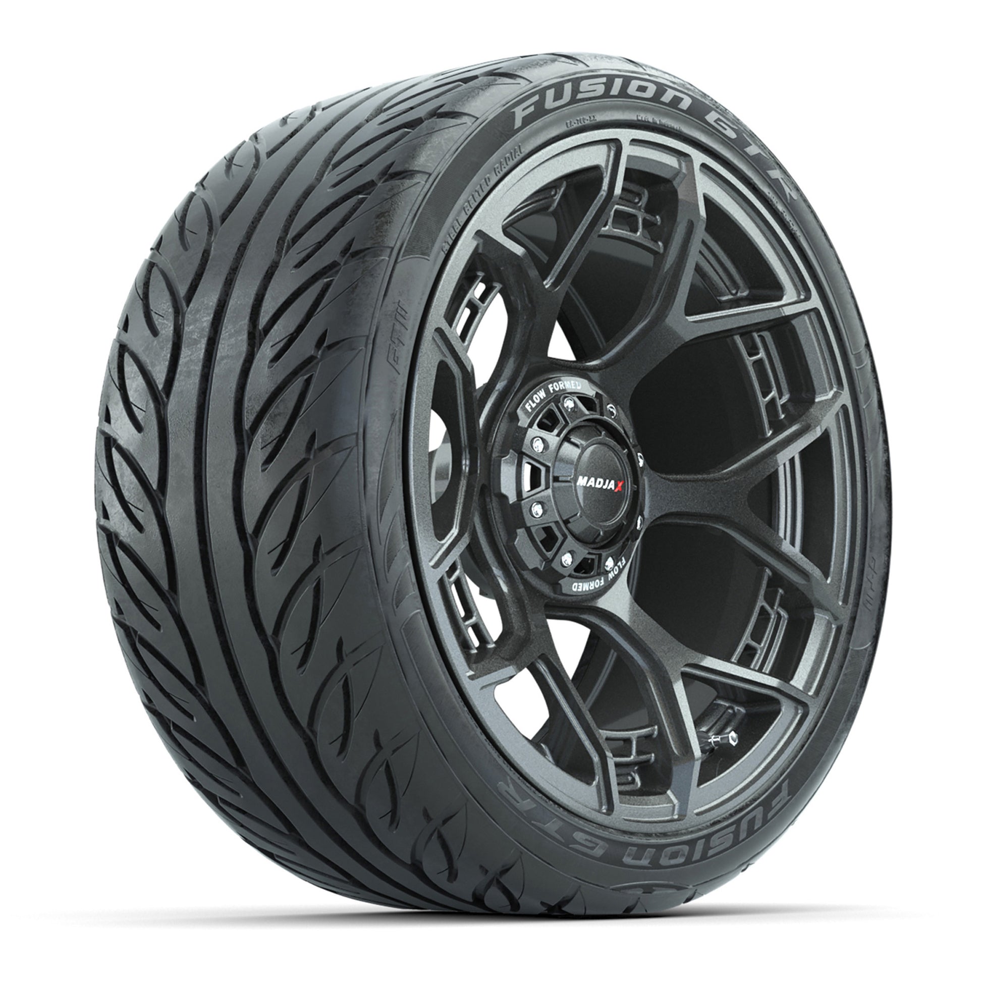 Set of (4) 15" MadJax® Flow Form Evolution Gunmetal Wheels with GTW® Fusion GTR Street Tires