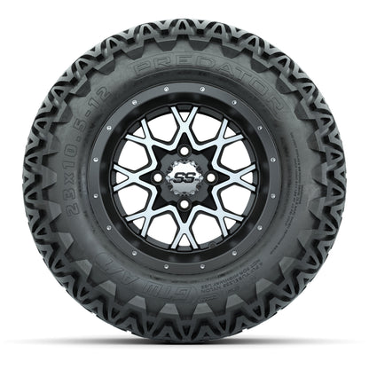 GTW® Vortex 2 Matte Gray/Machined 12 in Wheels with 23X10.5-12 Predator All-Terrain Tires – Full Set