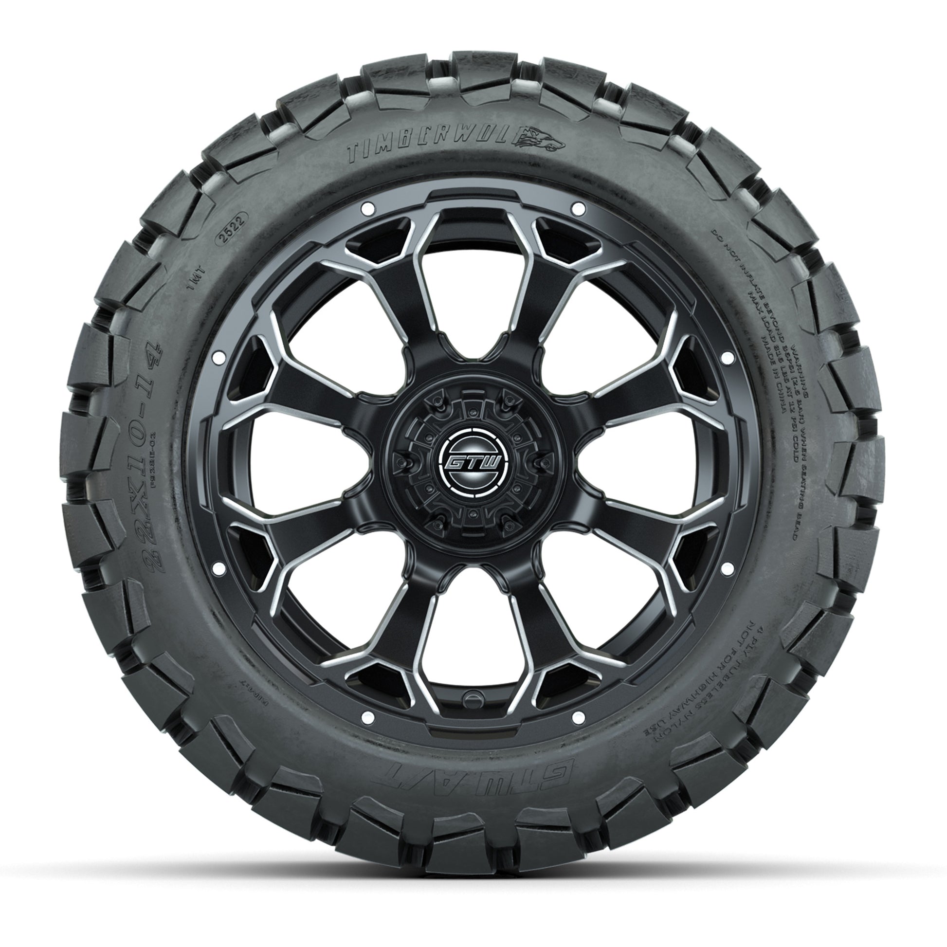 Set of (4) 14 in GTW Raven Wheels with 22x10-14 GTW Timberwo - front view
