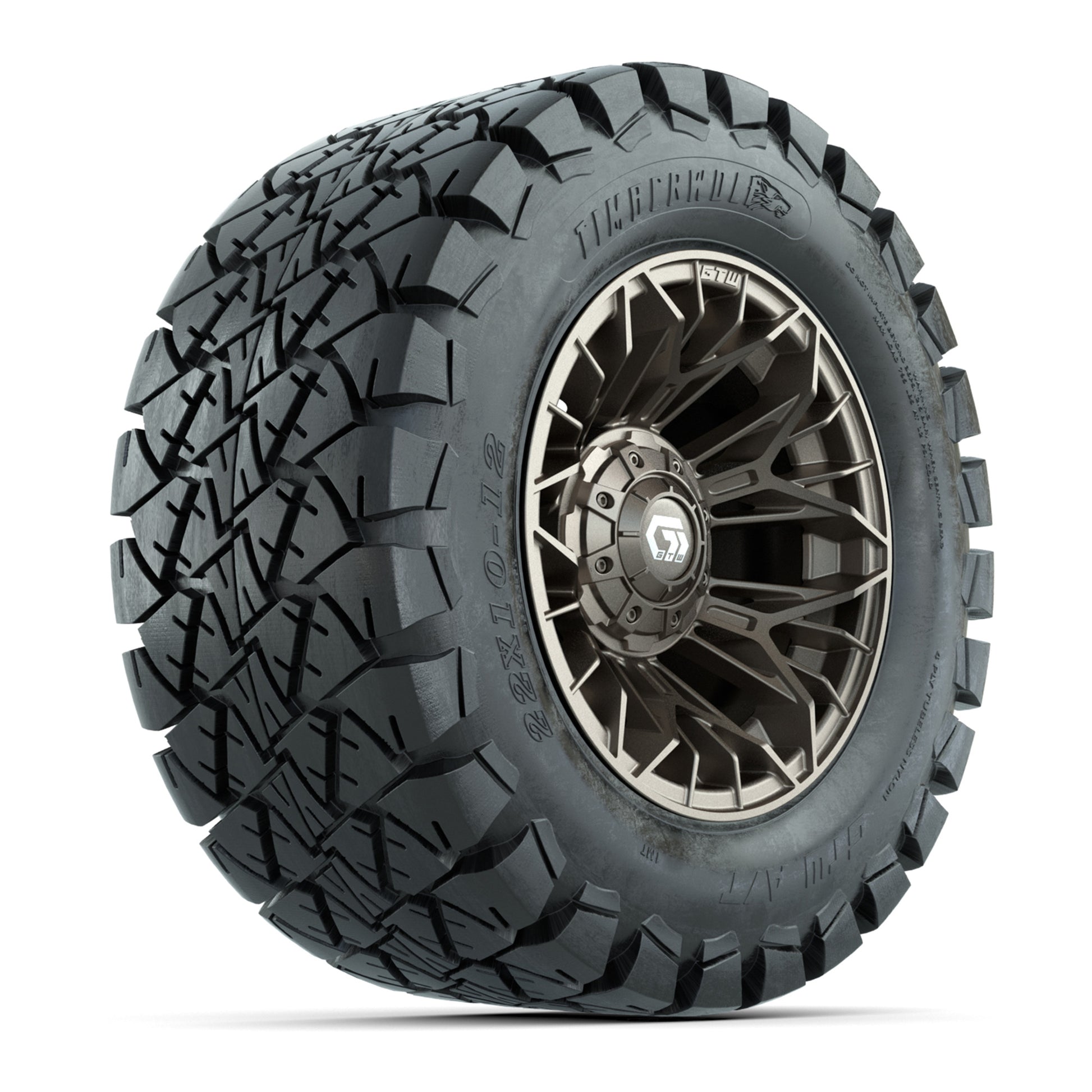 GTW® Stellar Matte Bronze 12 in Wheels with 22X10-12 Timberwolf All-Terrain Tires – Full Set