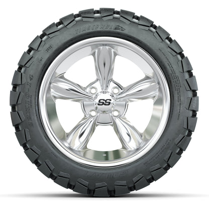 GTW Godfather Chrome 14 in Wheels with 22X10-14 Timberwolf A - front view