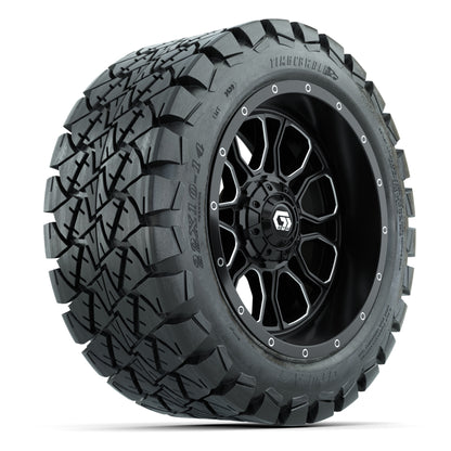 GTW Volt Black/Machined 14 in Wheels with 22X10-14 Timberwolf All-Terrain Tires – Full Set
