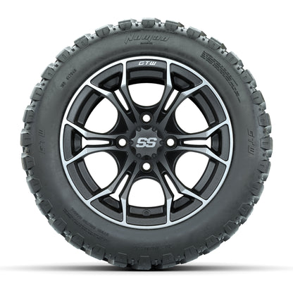 GTW® Spyder Matte Gray/Machined 12 in Wheels with 20X10-12 Nomad Steel Belt Radial All-Terrain Tires – Full Set