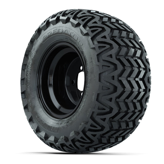 Set of (4) 10 in Black Steel Offset Wheels with 20x10-10 Predator All Terrain Tires