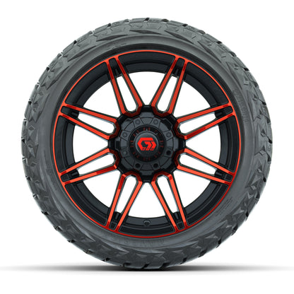 GTW Stealth Gloss Black/Red 14 in Wheels with 23x10.00-R14 M - front view
