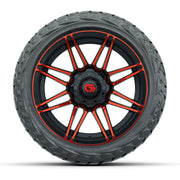 GTW Stealth Gloss Black/Red 14 in Wheels with 23x10.00-R14 M - front view