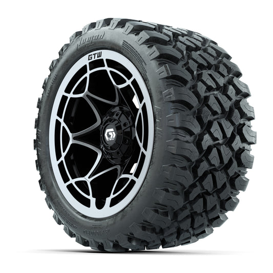 GTW® Nexus Black with Silver Face 14 in Wheels with 23X10-R1 - 3/4 view