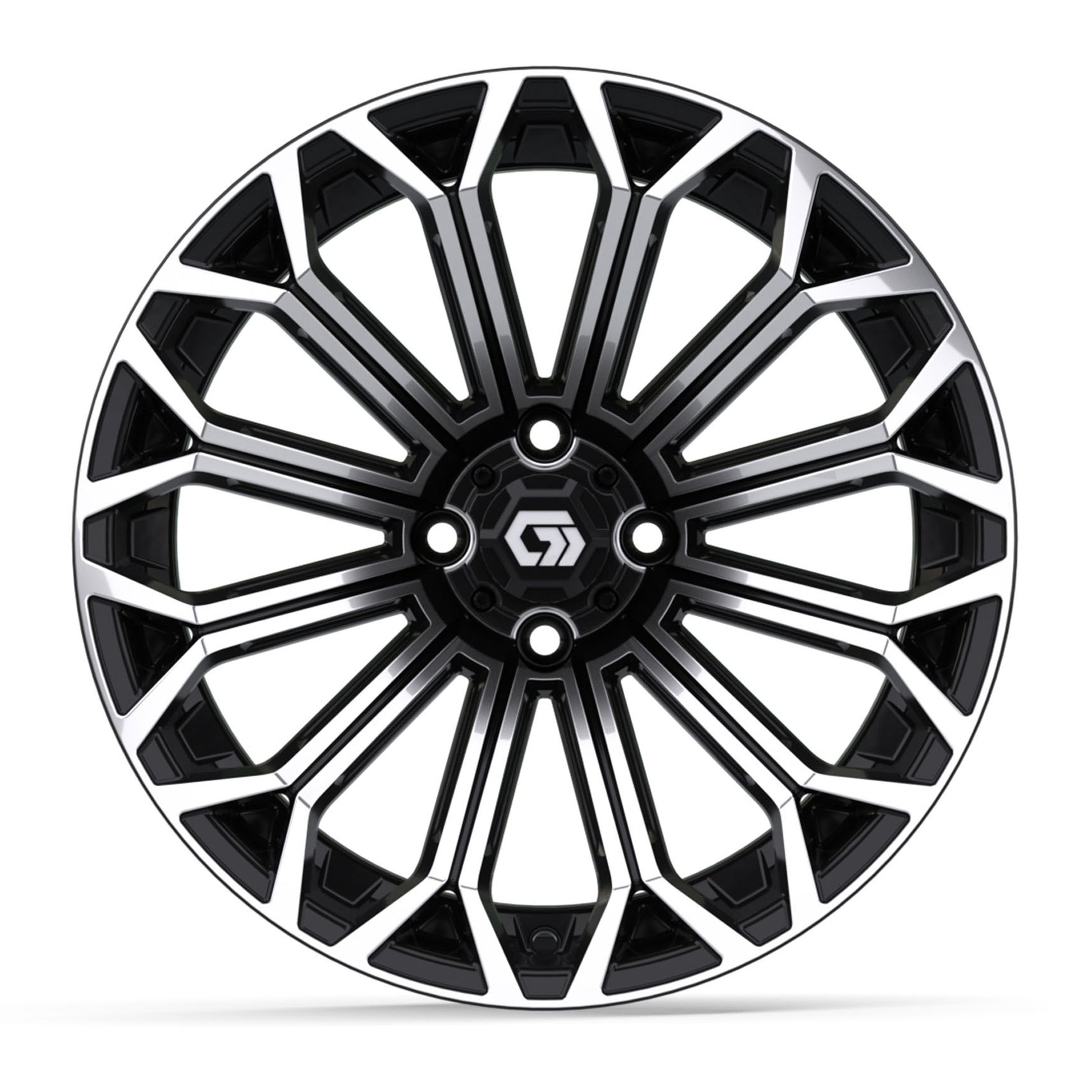 Phantom 16 inch GTW golf cart wheel - Black / Machined