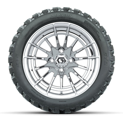 GTW® Boost Chrome 14 in Wheels with 23X10-R14 Nomad Steel Be - front view