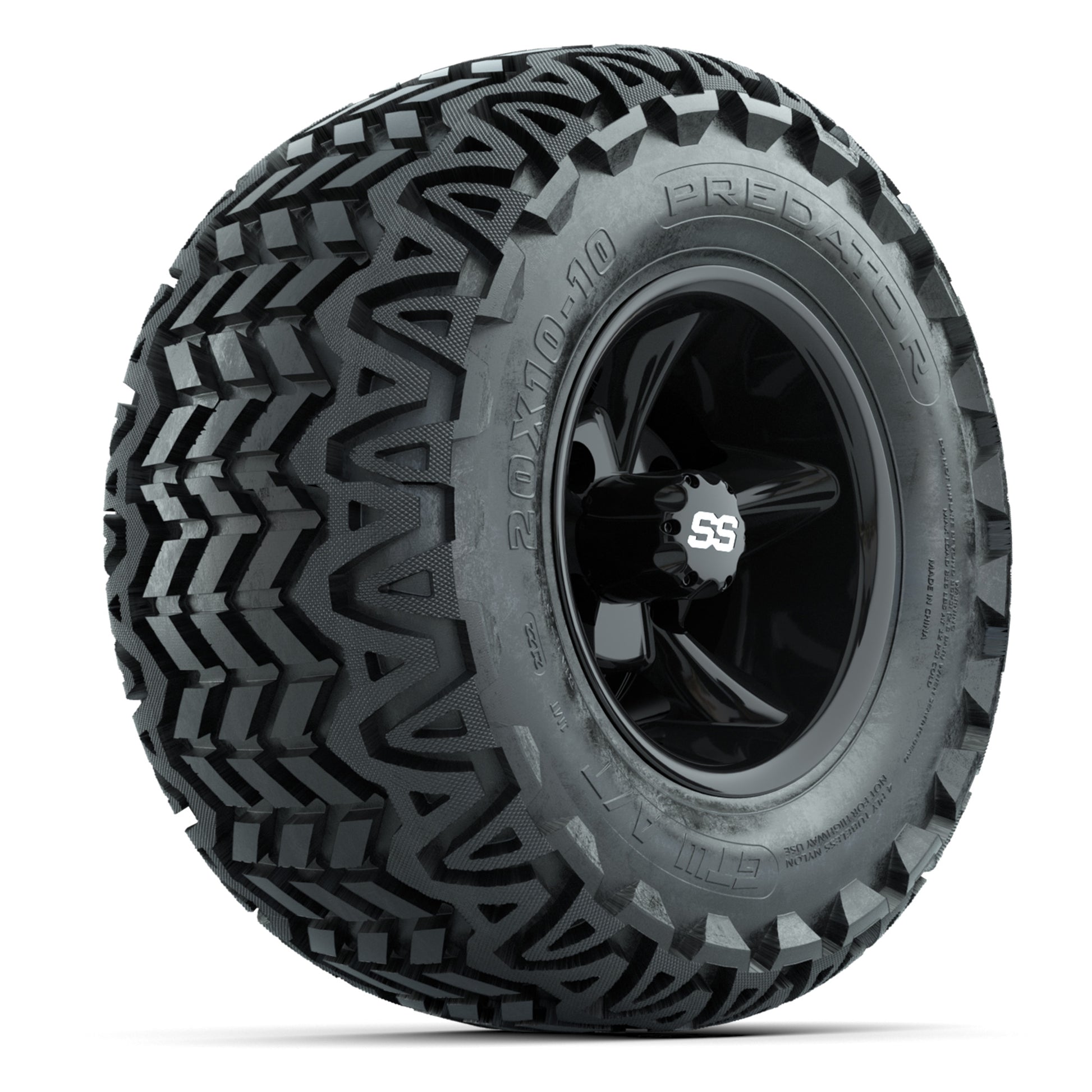 GTW Godfather Black 10 in Wheels with 20x10-10 Predator All-Terrain Tires – Full Set