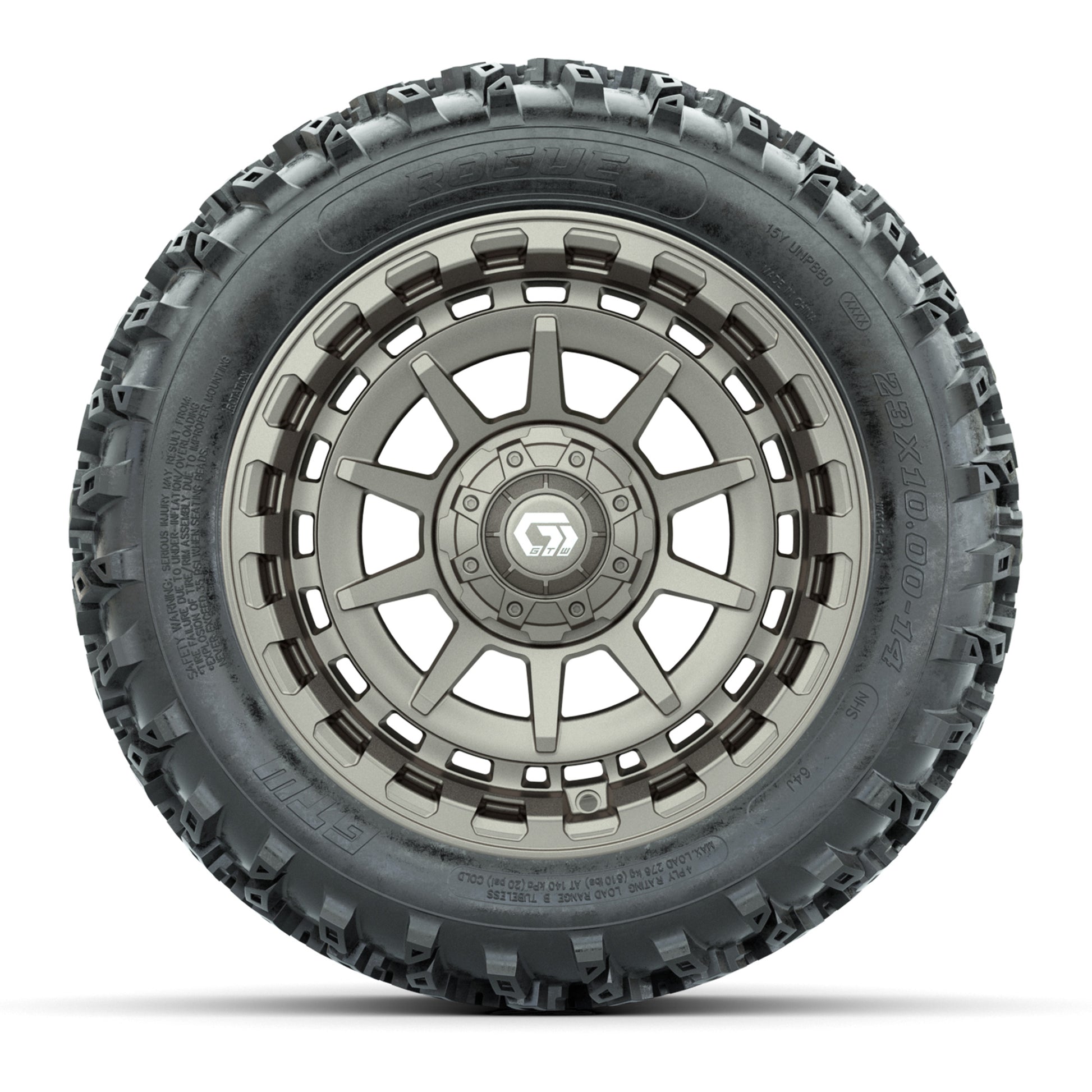 GTW® Barricade Bronze 14 in Wheels with 23X10-14 Rogue All-T - front view