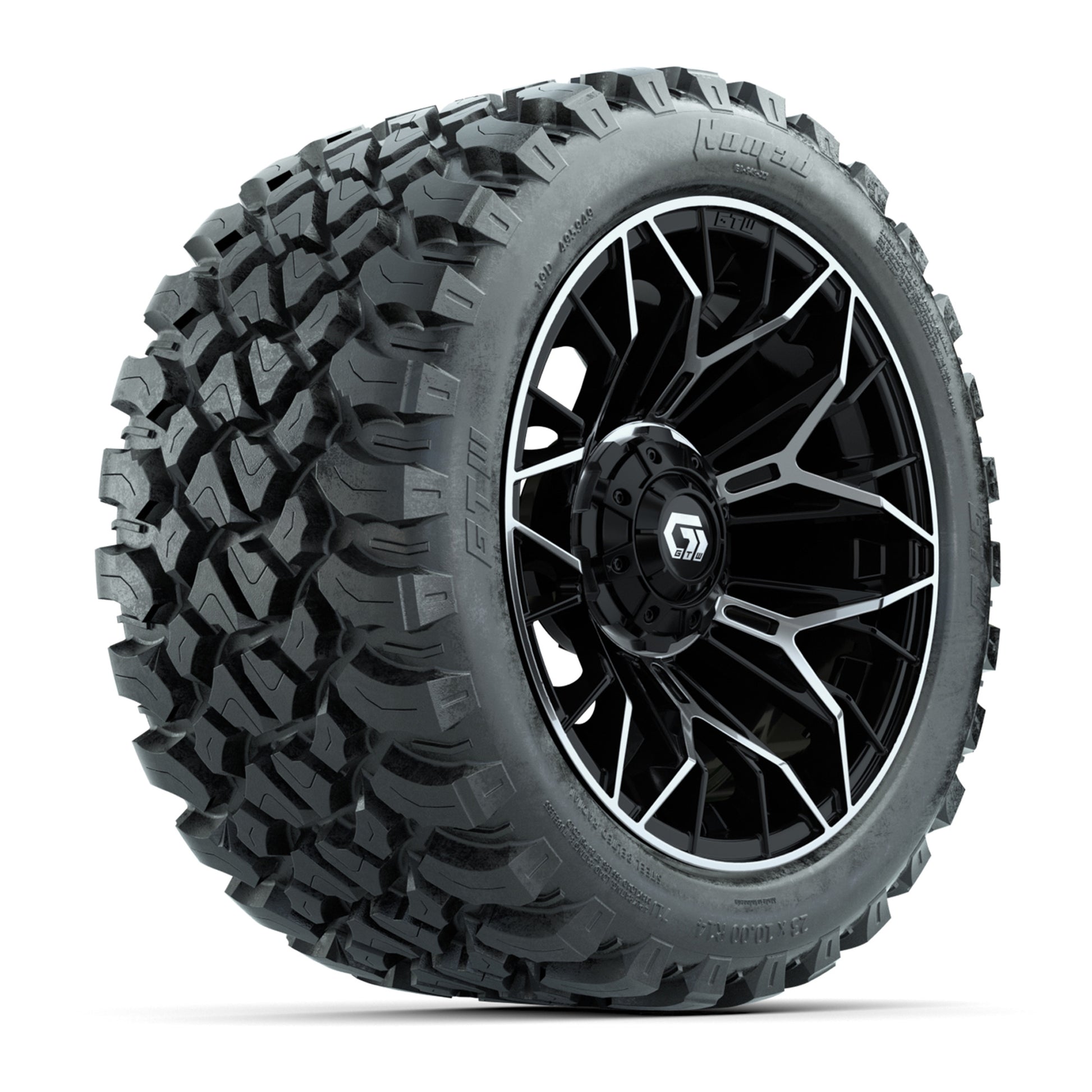Set of (4) 14 in GTW® Stellar Machined &amp; Black Wheels with 23x10-R14 Nomad All-Terrain Tires
