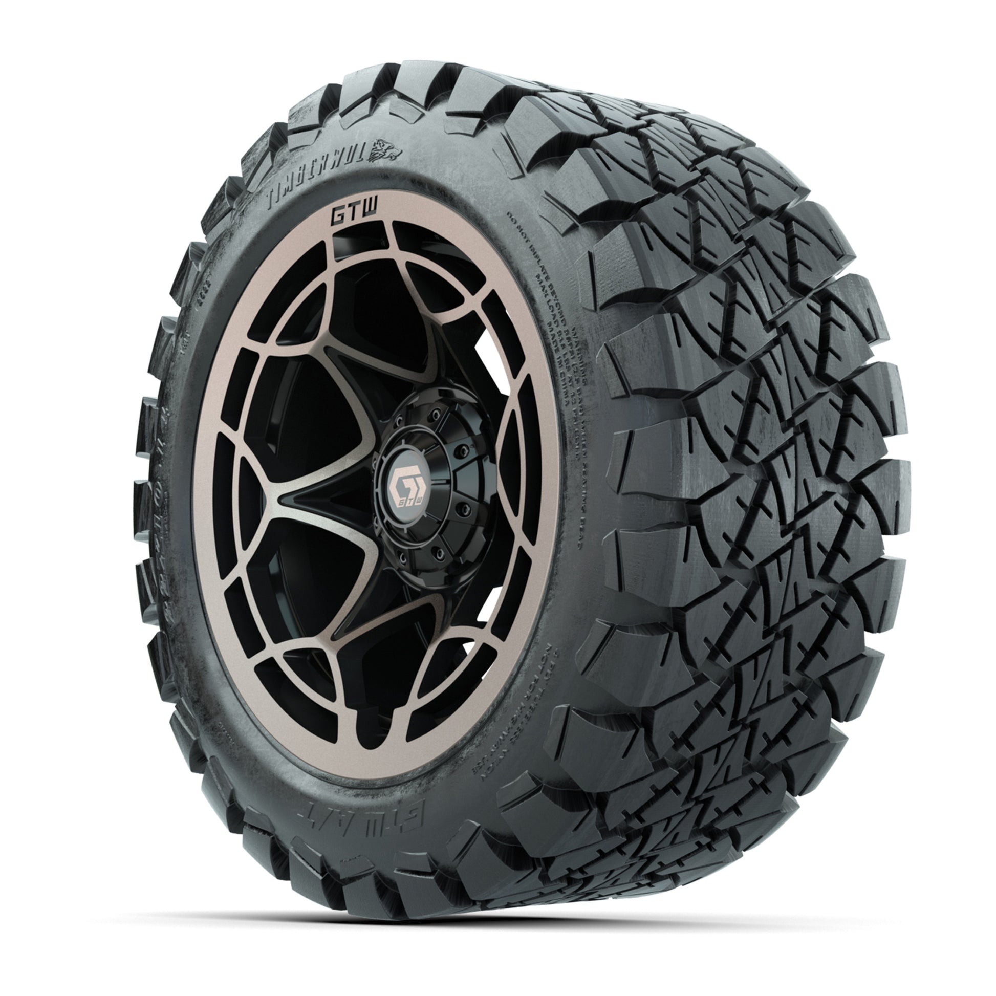 GTW® Nexus Gloss Black/Bronze 14 in Wheels with 22x10-14 Tim - 3/4 view