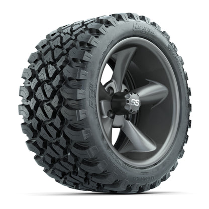 GTW® Godfather Matte Gray 14 in Wheels with 23X10-R14 Nomad Steel Belt Radial All-Terrain Tires – Full Set