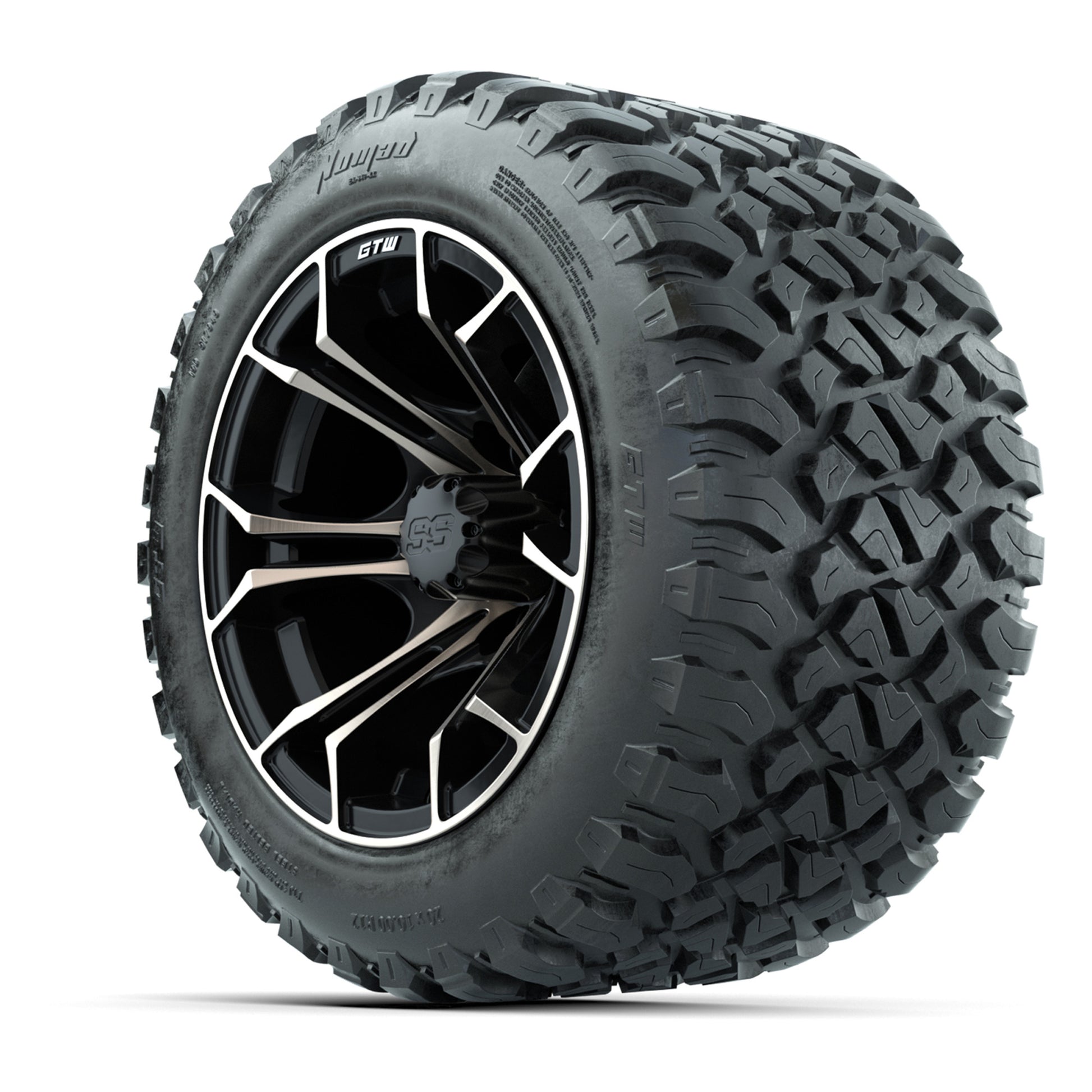 GTW® Spyder Matte Black/Bronze 12 in Wheels with 20X10-12 Nomad Steel Belt Radial All-Terrain Tires – Full Set