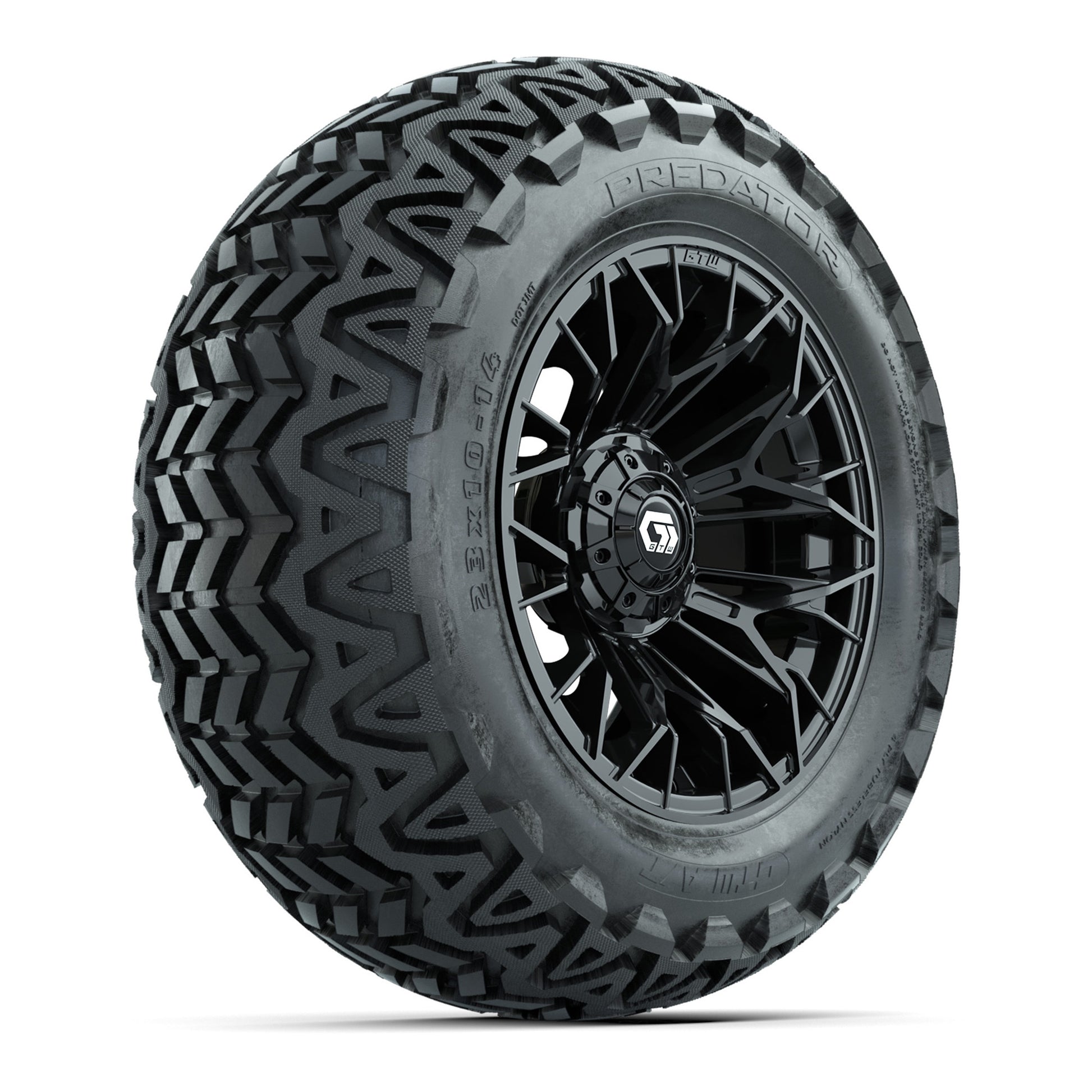 Set of (4) 14 in GTW® Stellar Black Wheels with 23x10-14 Predator All-Terrain Tires