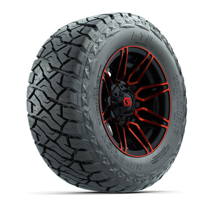 GTW Stealth Gloss Black/Red 12 in Wheels with 23x10.00-R12 Maverick All-Terrain Tires – Full Set