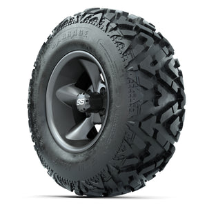 GTW® Godfather Matte Gray 12 in Wheels with 25X10-12 Barrage Mud Tires – Full Set