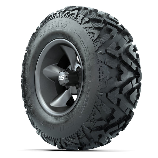 GTW® Godfather Matte Gray 12 in Wheels with 25X10-12 Barrage Mud Tires – Full Set