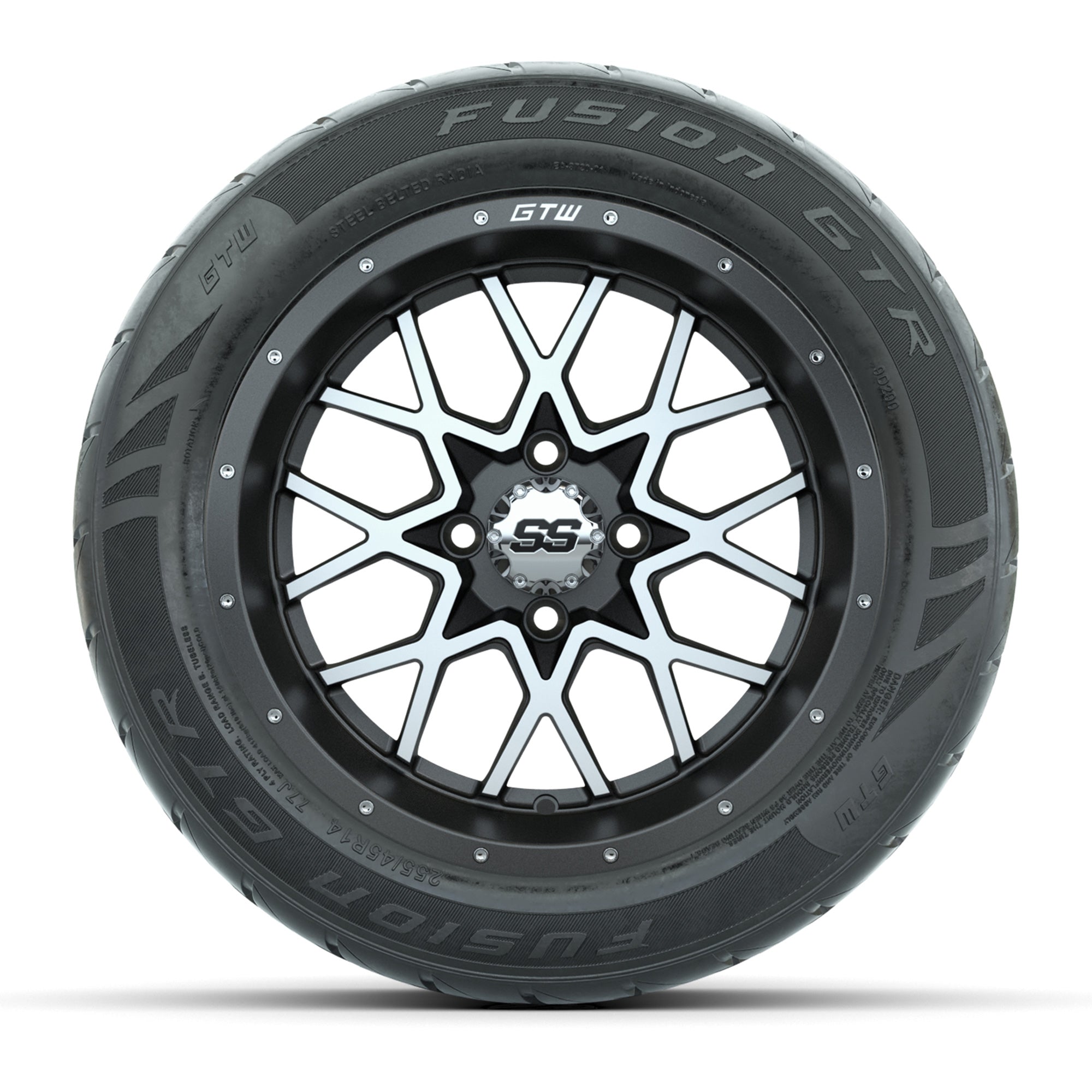 GTW® Vortex 2 Matte Gray/Machined 14 in Wheels with 255/45-R - 3/4 view