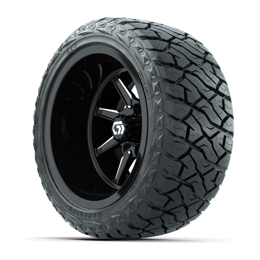GTW Reaper Black/Machined 14 in Wheels with 23X10-R14 Maverick Steel Belted Radial All-Terrain Tires – Full Set