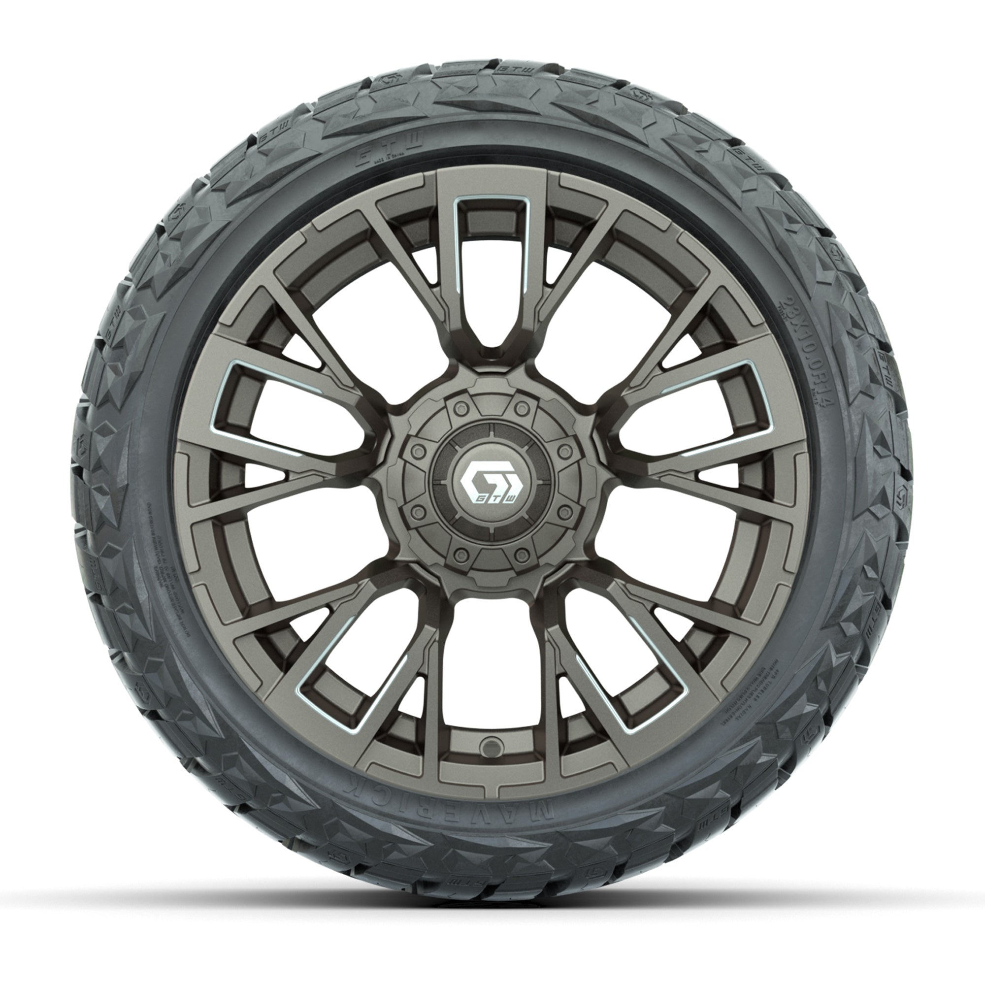 GTW Vandal Satin Bronze/Machined 14 in Wheels with 23x10.00- - 3/4 view