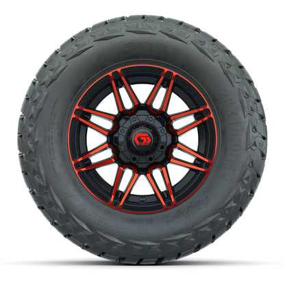 GTW Stealth Gloss Black/Red 12 in Wheels with 23x10.00-R12 Maverick All-Terrain Tires – Full Set