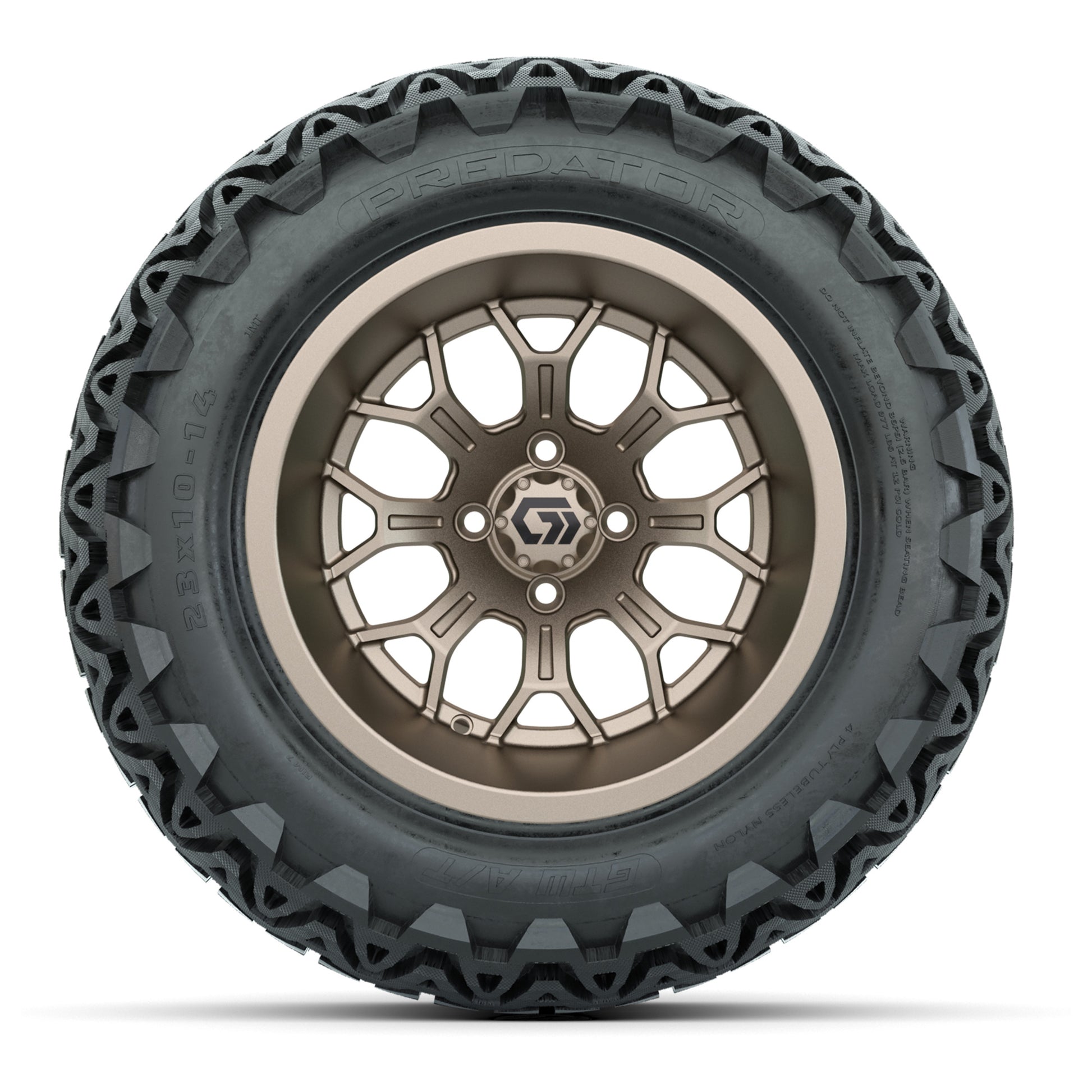 GTW Assault Matte Bronze 14 in Wheels with 23X10-14 Predator All-Terrain Tires – Full Set