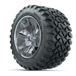 GTW® Godfather Chrome 12 in Wheels with 22X11-R12 Nomad Steel Belt Radial All-Terrain Tires – Full Set