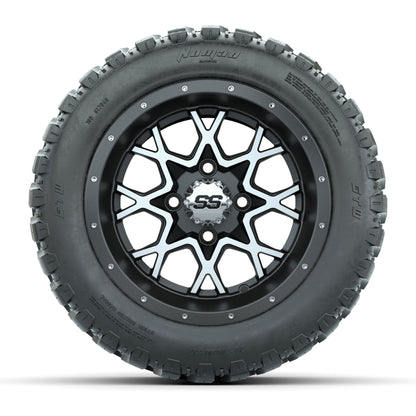 GTW® Vortex 2 Matte Gray/Machined 12 in Wheels with 20X10-12 Nomad Steel Belt Radial All-Terrain Tires – Full Set