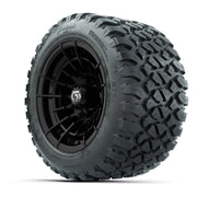 GTW® Boost Gloss Black 12 in Wheels with 20X10-12 Nomad Steel Belt Radial All-Terrain Tires – Full Set