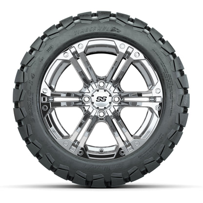 GTW Specter Chrome Wheels with 22in Timberwolf Mud Tires - 1 - front view