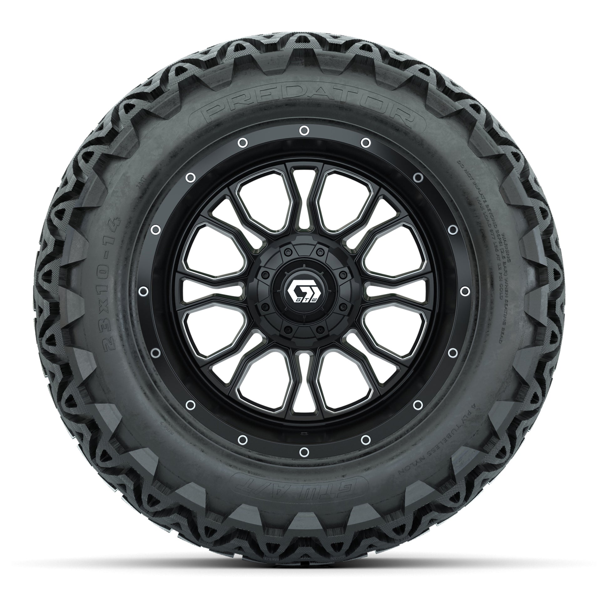 Set of (4) 14 in GTW® Volt Machined &amp; Black Wheels with  - front view