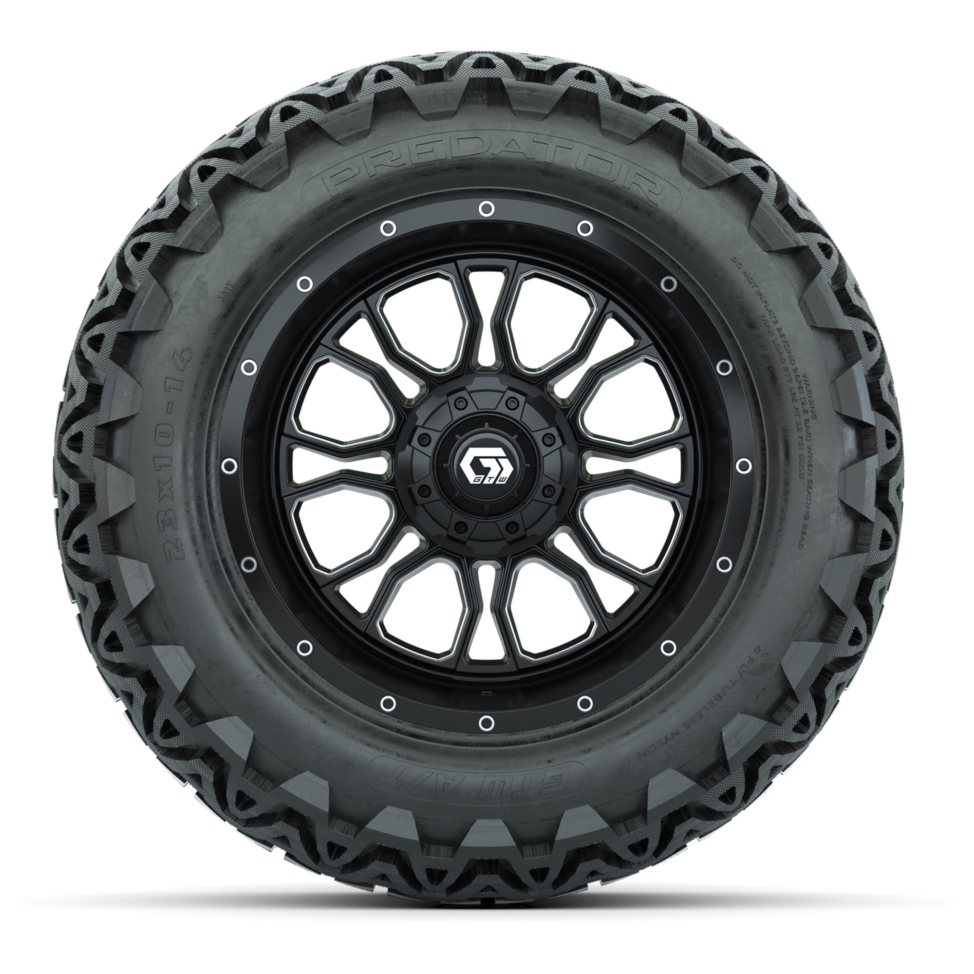 Set of (4) 14 in GTW® Volt Machined &amp; Black Wheels with  - 3/4 view