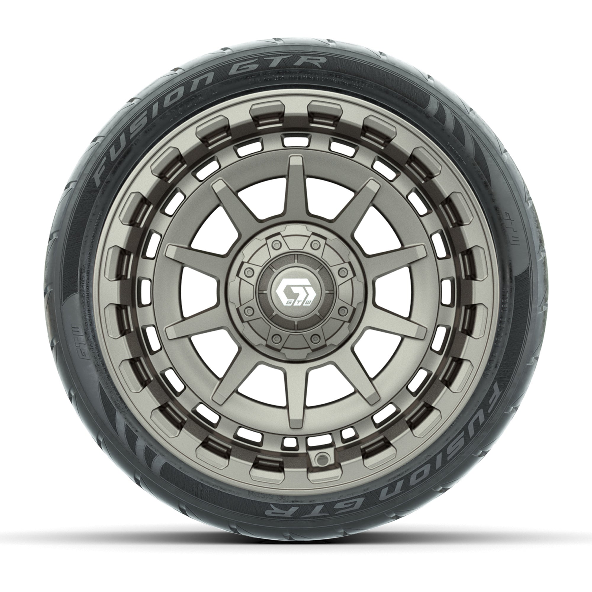 GTW® Barricade Satin Bronze 14 in Wheels with 205/40-R14 Fus - 3/4 view