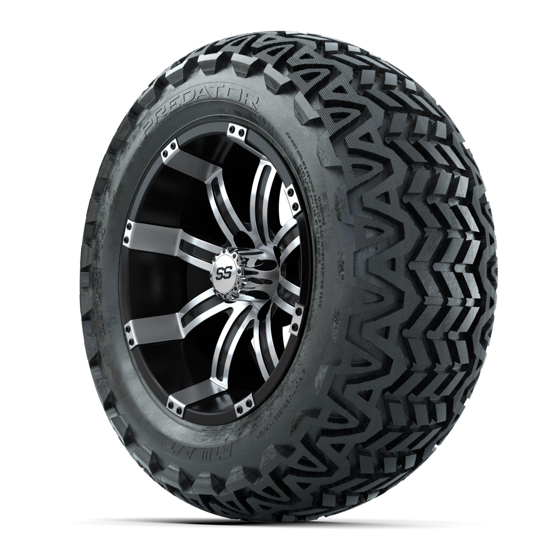 GTW Tempest Black and Machined Wheels with 23in Predator A-T - 3/4 view