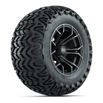 GTW® Spyder Matte Gray/Machined 12 in Wheels with 23X10.5-12 Predator All-Terrain Tires – Full Set