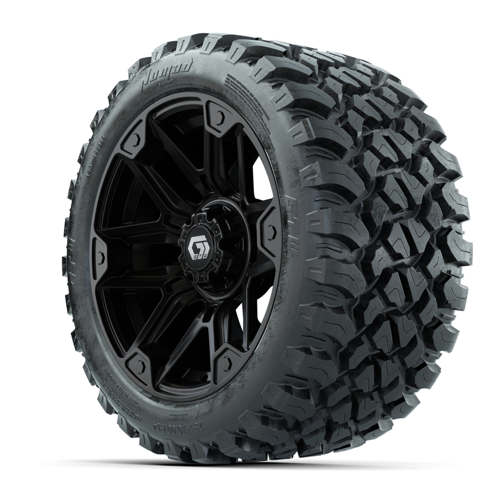 GTW® Graffiti Gloss Black 14 in Wheels with 23X10-R14 Nomad  - 3/4 view