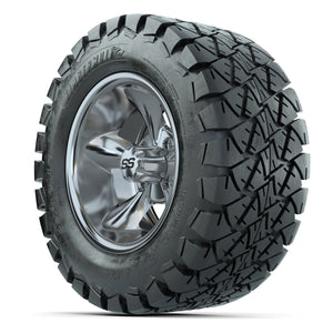 GTW® Godfather Chrome 12 in Wheels with 22X10-12 Timberwolf All-Terrain Tires – Full Set