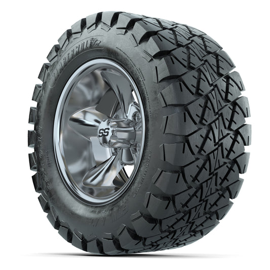 GTW® Godfather Chrome 12 in Wheels with 22X10-12 Timberwolf All-Terrain Tires – Full Set