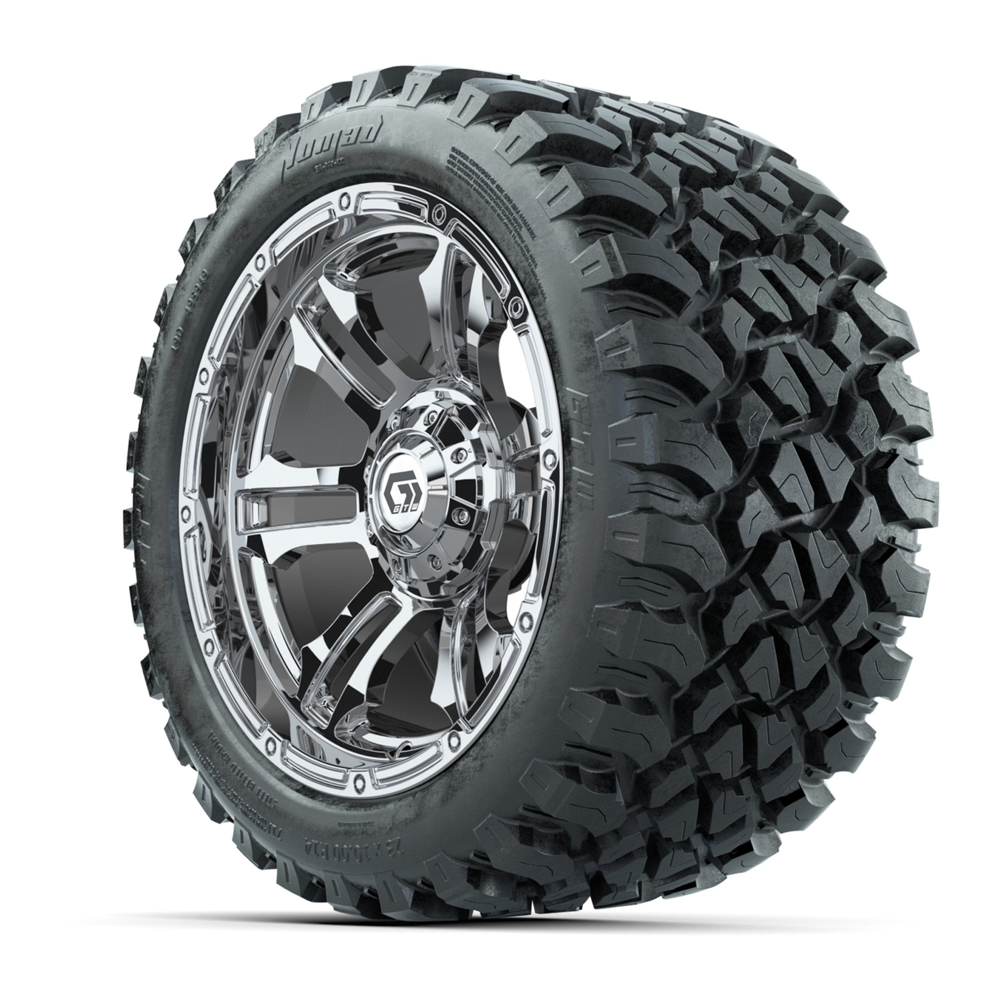 GTW® Shogun Chrome 14 in Wheels with 23X10-R14 Nomad Steel B - 3/4 view
