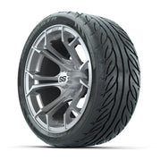 GTW® Spyder Silver Brush 14 in Wheels with 205/40-R14 Fusion - 3/4 view