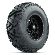GTW® Vortex 2 Matte Black/Machined 12 in Wheels with 25X10-12 Barrage Mud Tires – Full Set