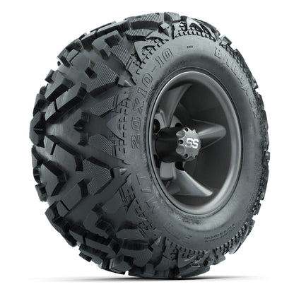 GTW Godfather Matte Gray 10 in Wheels with 20x10-10 Barrage Mud Tires – Full Set