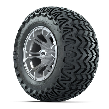 GTW® Spyder Silver Brush 12 in Wheels with 23X10.5-12 Predator All-Terrain Tires – Full Set